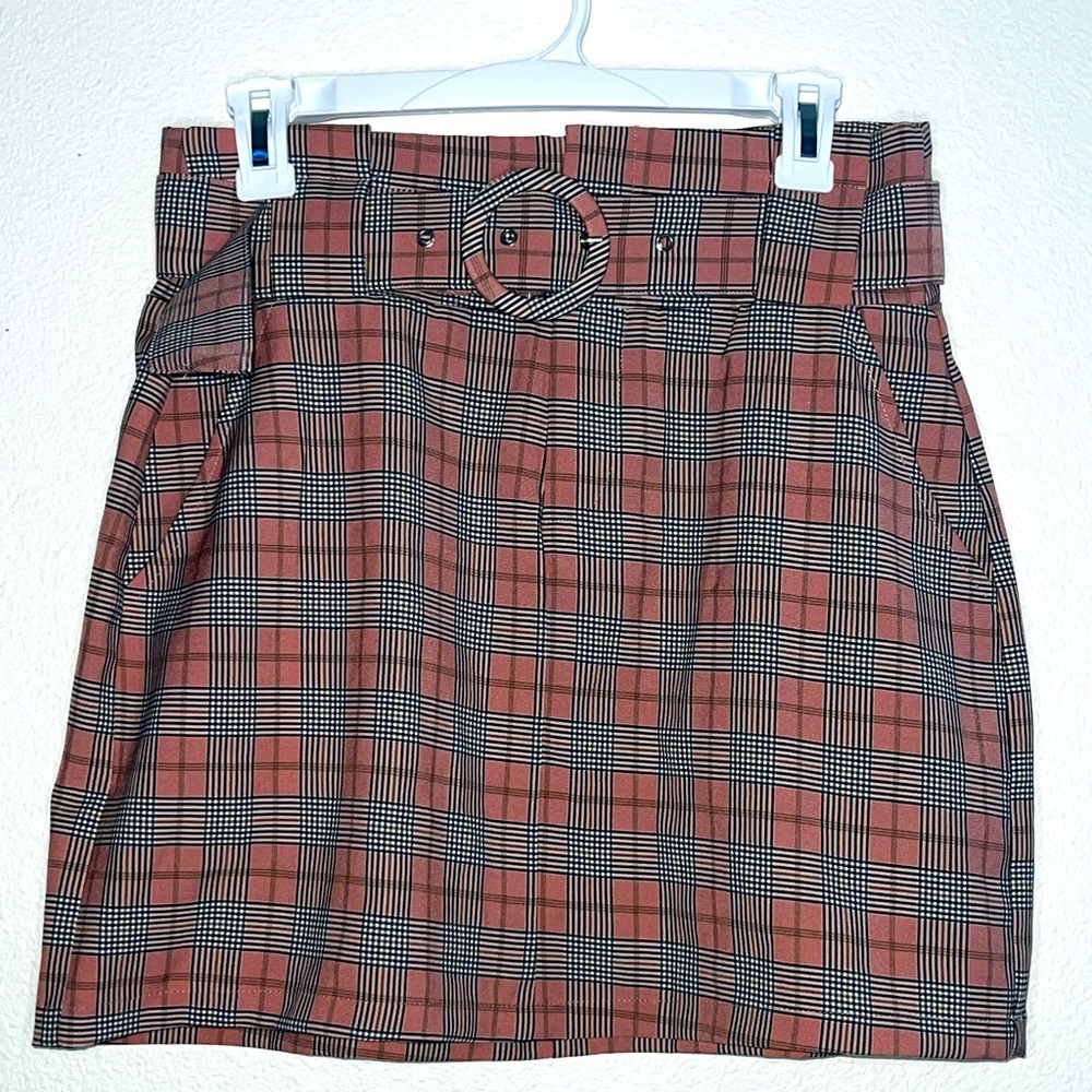 Pink Plaid Mini Skirt
